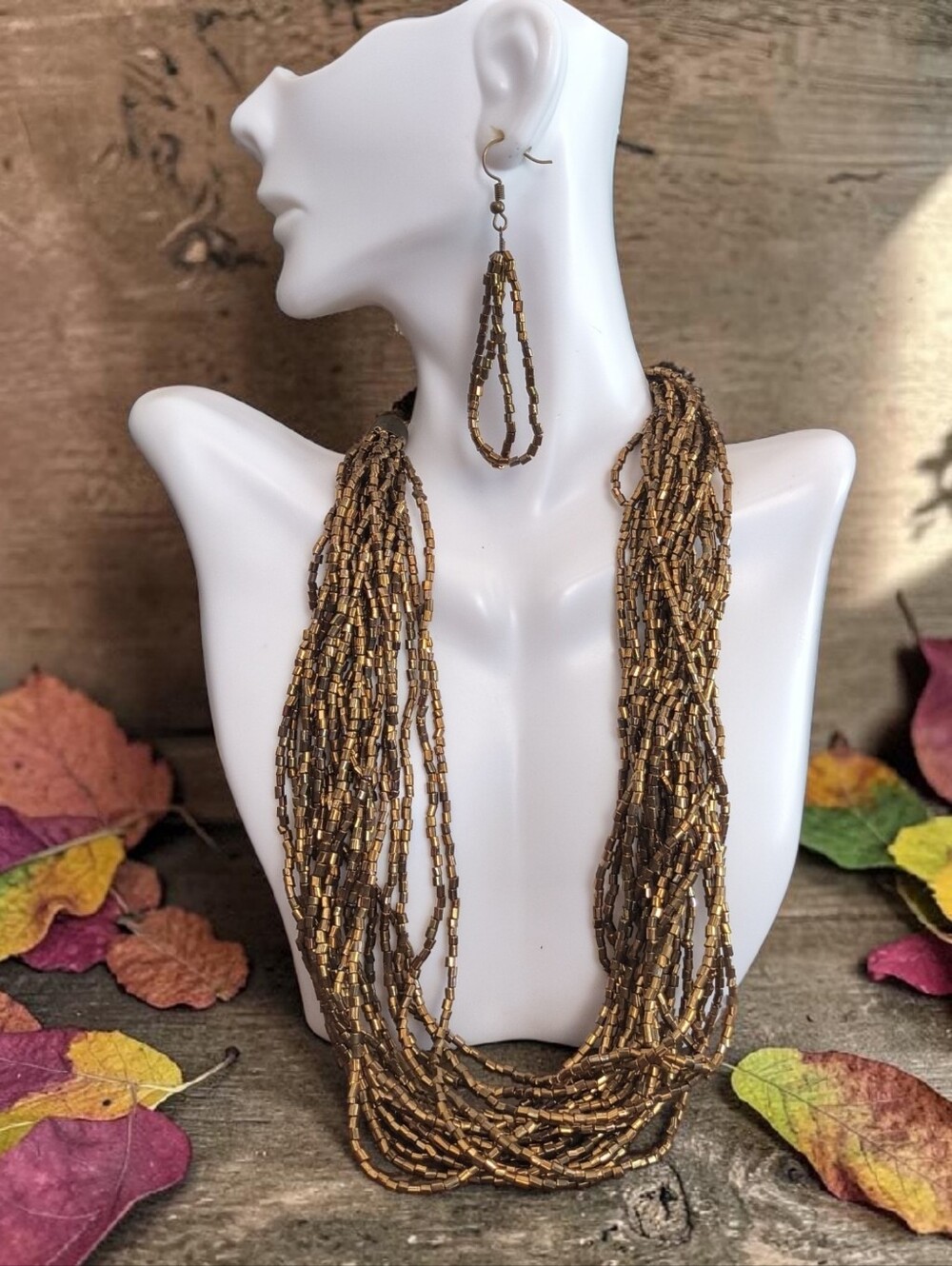 Multi-Strand Beaded Necklace & Earring Set